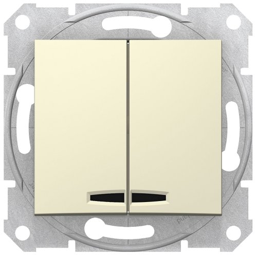 Выключатель с подсветкой без рамки Schneider Electric Sedna 2-кл. бежевый  картинка